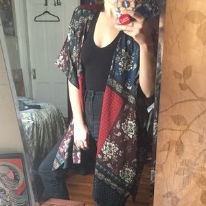 Free People Floral Paisley Short Sleeve Kimono